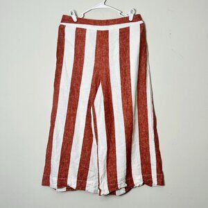 Madewell Womens Linen BLEND Striped Elastic Waist Wide Leg Pants RED Size‎ L